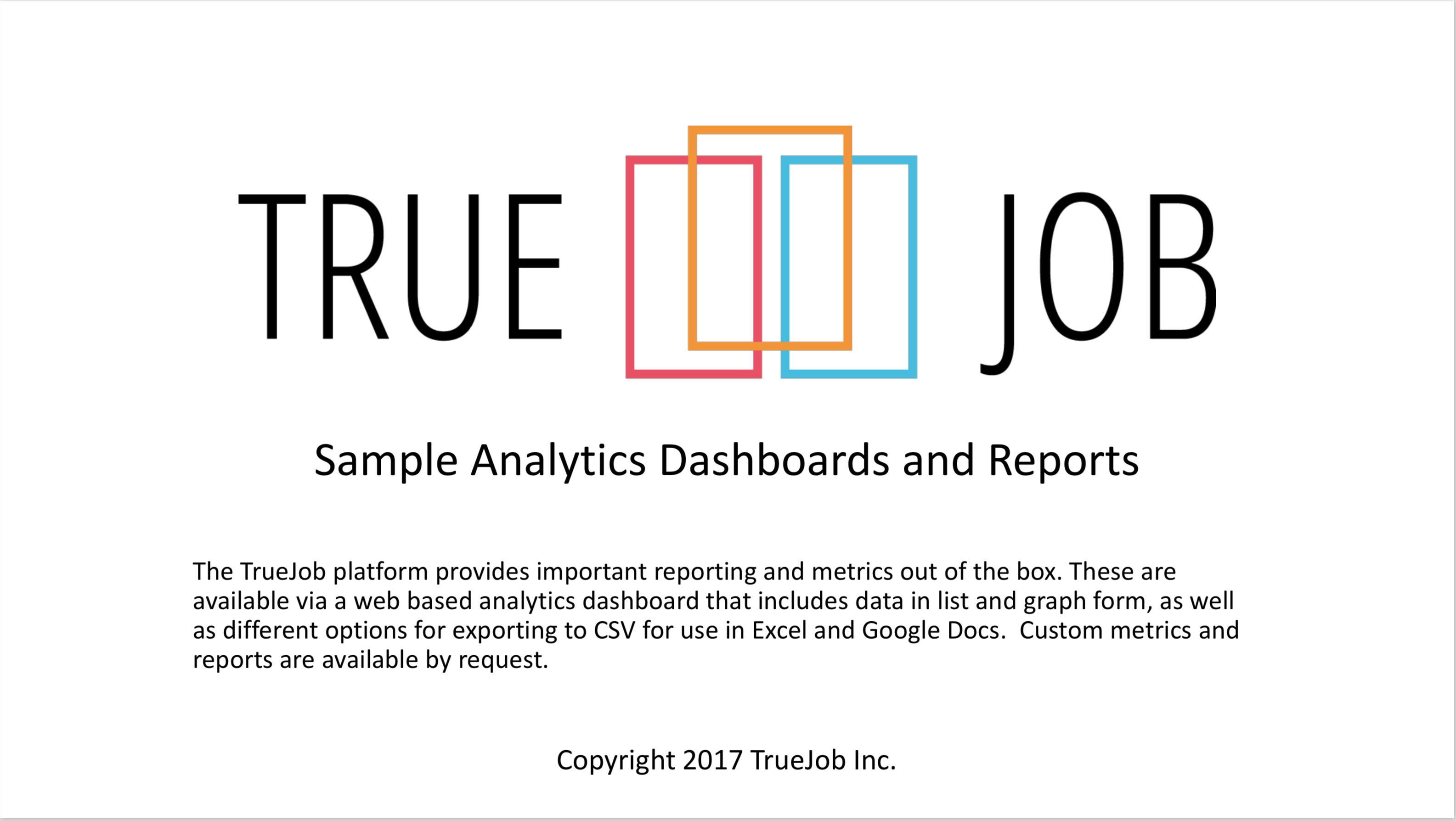 Picture of the first page of our report book for Economic Development Organizations on what analytics they can track using TrueJob